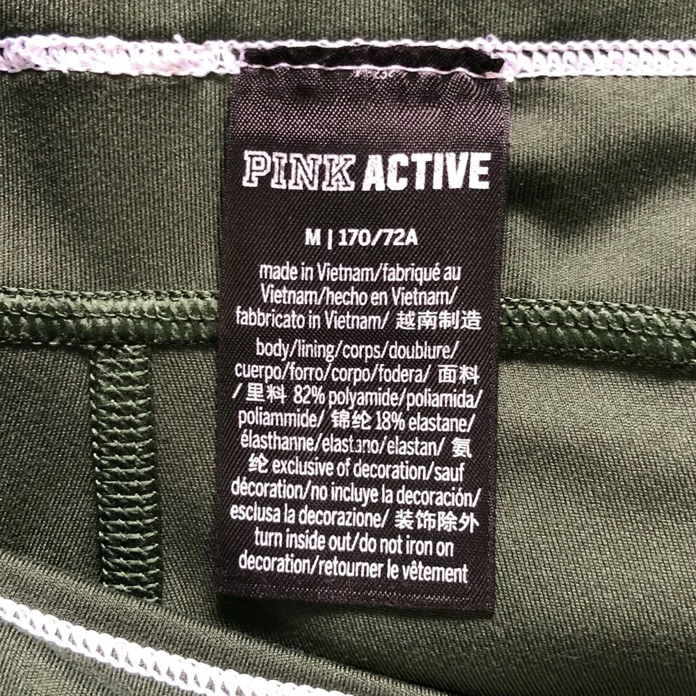 Victoria's Secret PINK Olive Green Gold Waistband Leggings